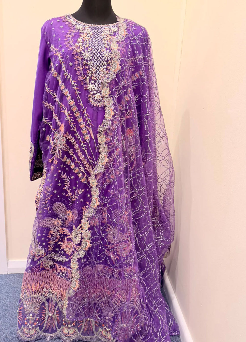 Luxury Net Embroidered 3-Piece