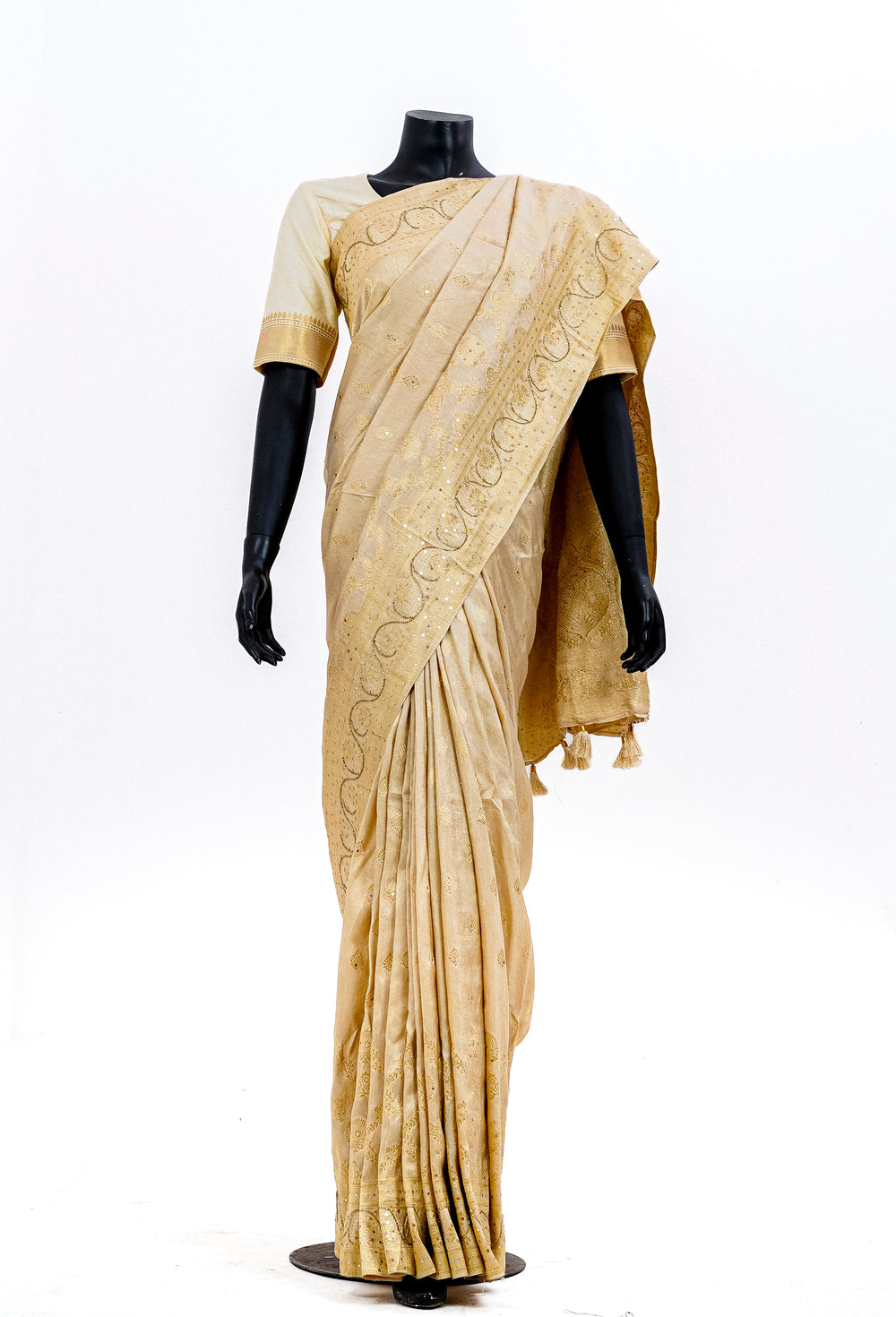 Silk Khaddi Sequence Work Sharee