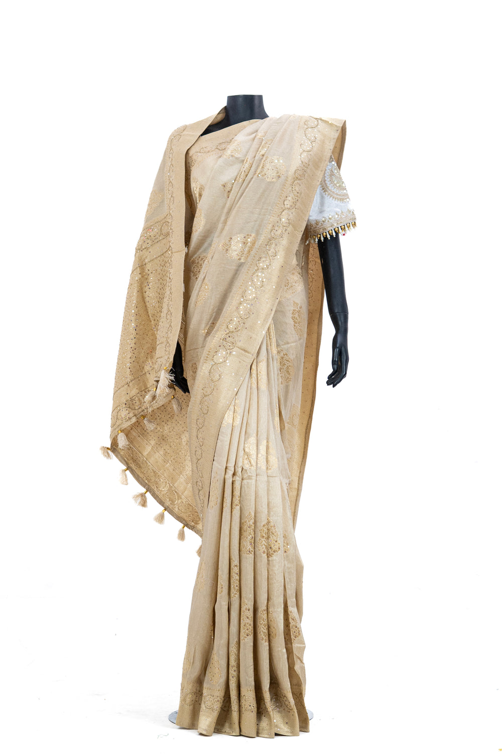 Silk Khaddi Sequence Work Sharee