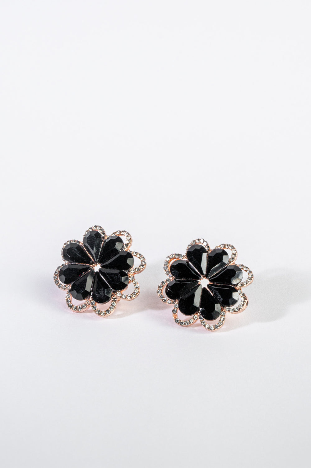 Midnight Blossom Crystal Stud Earrings