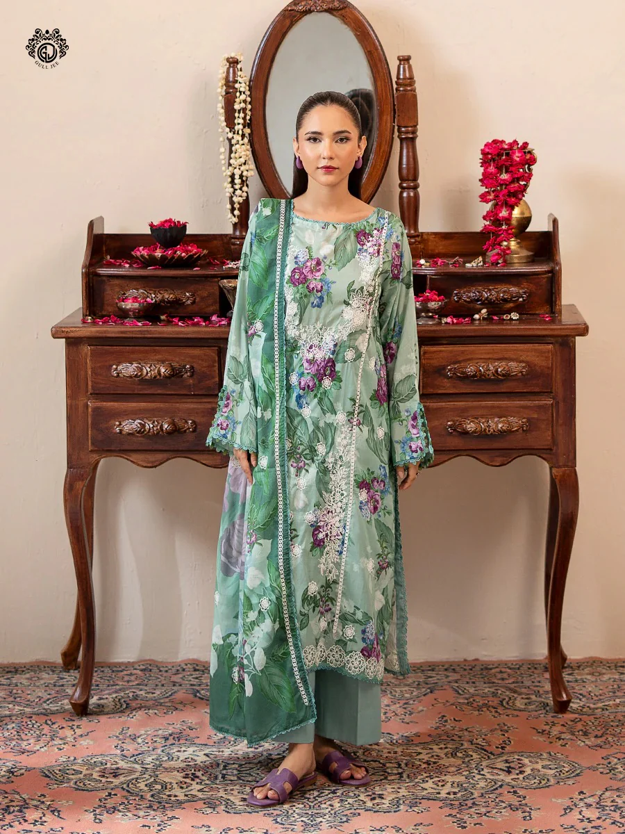 Mishaal By Gull Jee Embroidered Digital Printed Lawn 3 Piece